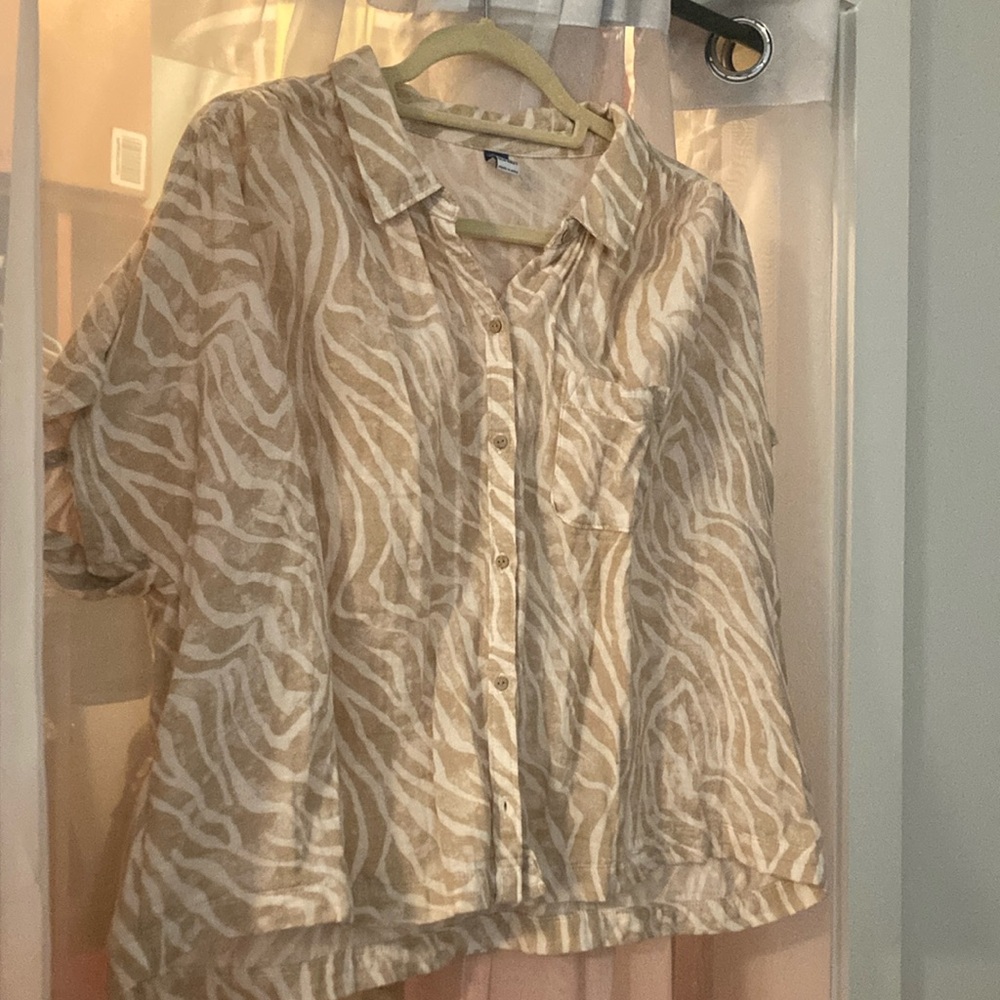 Zebra Print Button-Up Shirt